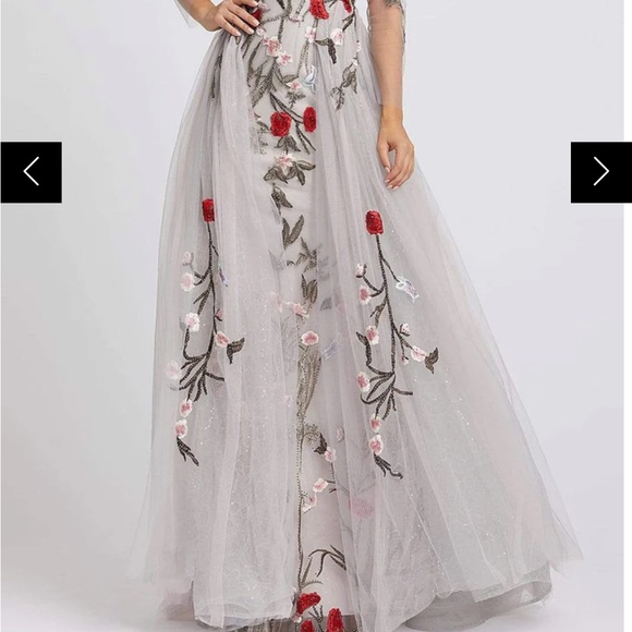 Mac Duggal Couture - 20125D Floral Embroidered Dress With Overskirt - Picture 5 of 8